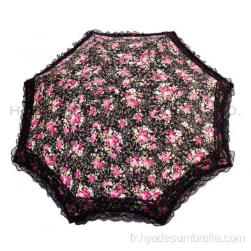 Parapluie pour femme imprimé avec dentelle à volants